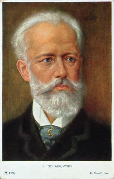 Postkarte von Pjotr Iljitsch Tschaikowski (1840-93) von H. Serov